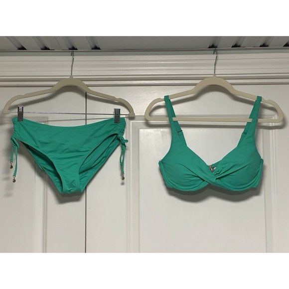 Anne Cole, Women's Green Bikini,‎ 38B/36C Top & Large Bottoms - Picture 1 of 7